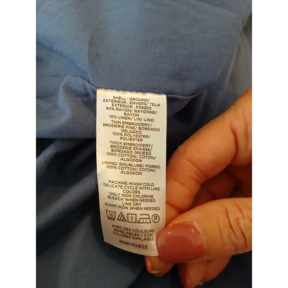 NWT Loft Embroidered Shift dress‎ linen blend sz 12 - Picture 7 of 8